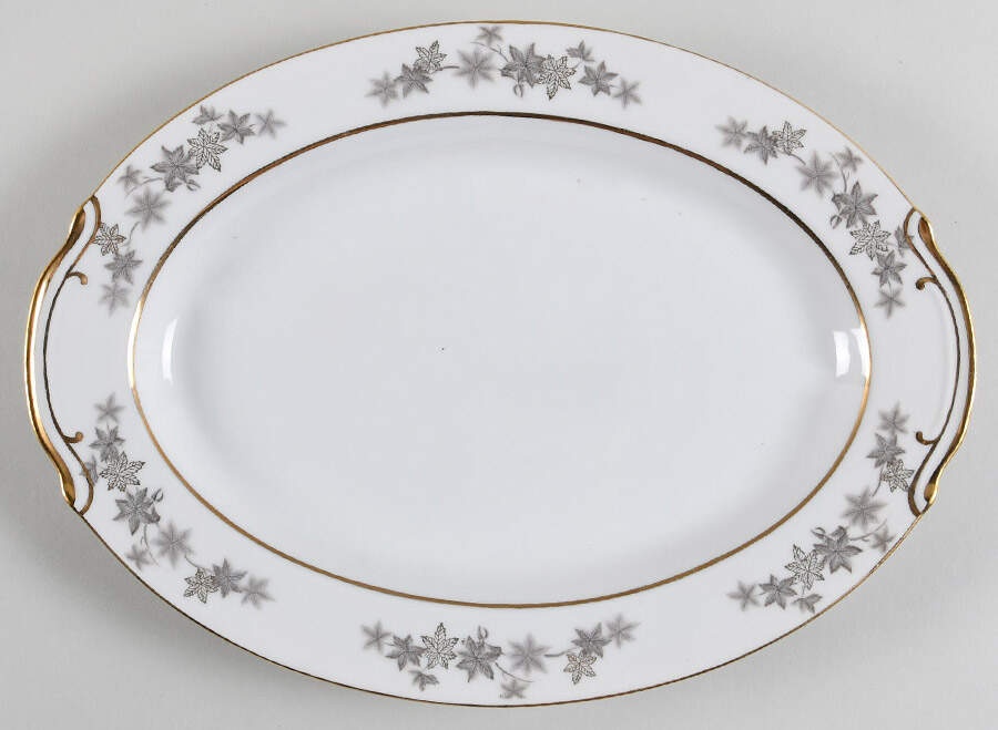 Golden Silhouette 12" Oval Serving Platter by Empress (Japan)-1
