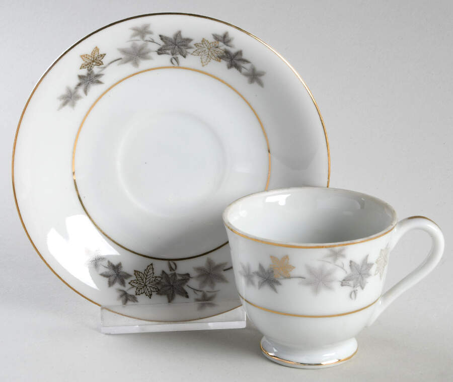 Golden Silhouette Footed Demitasse Cup & Saucer Set by Empress (Japan)-1