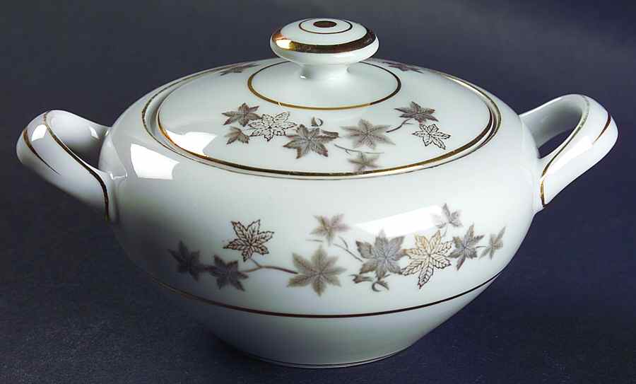 Golden Silhouette Sugar Bowl & Lid by Empress (Japan)-1