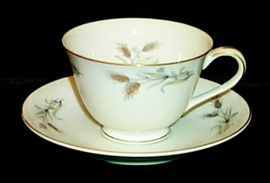 Gold Wheat Footed Cup & Saucer Set by Empress (Japan)-1