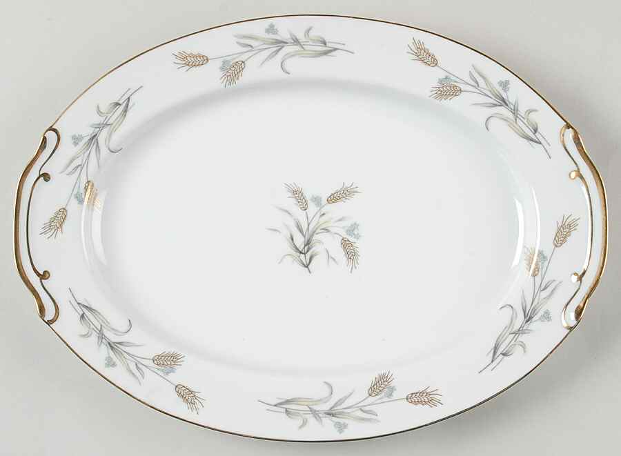 Gold Wheat 12" Oval Serving Platter by Empress (Japan)-1