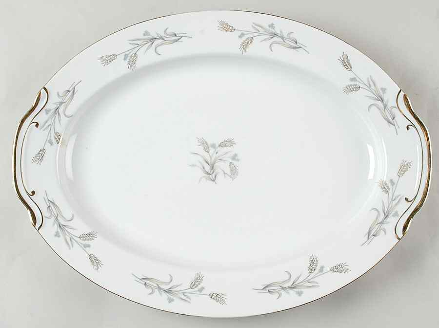Gold Wheat 16" Oval Serving Platter by Empress (Japan)-1