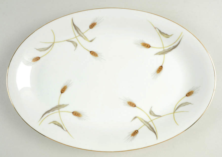 Golden Wheat 14" Oval Serving Platter by Empress (Japan)-1