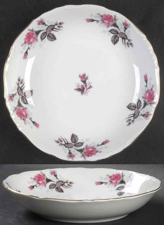 Gray Moss Rose (Scalloped) Coupe Soup Bowl by Empress (Japan)-1