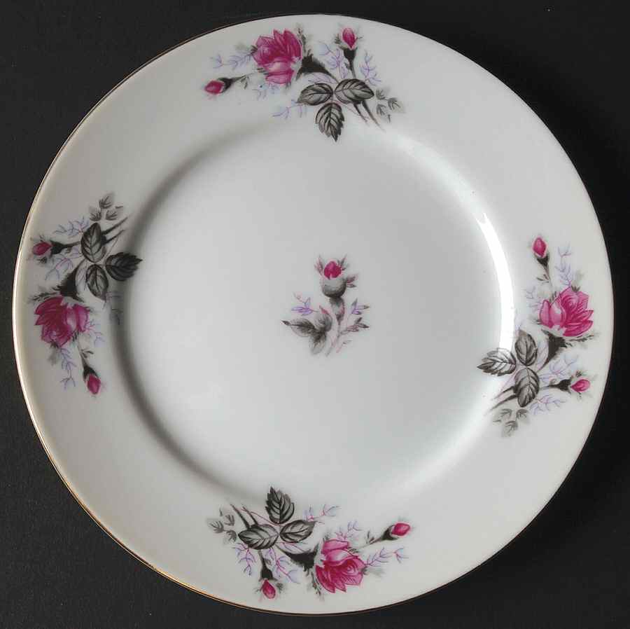 Gray Moss Rose (Smooth) Bread & Butter Plate by Empress (Japan)-1
