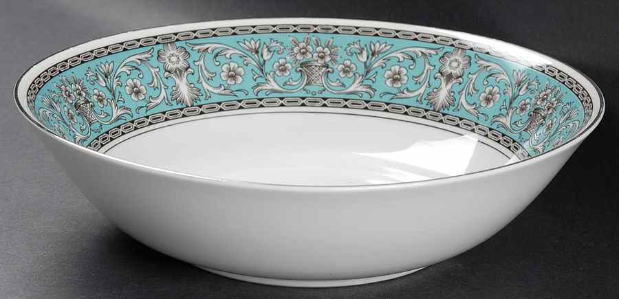 Lucinda (Turquoise Rim) 9" Round Vegetable Bowl by Empress (Japan)-1
