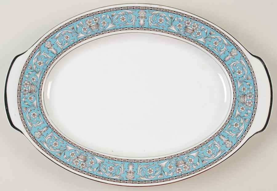 Lucinda (Lt Blue) 14" Oval Serving Platter by Empress (Japan)-1