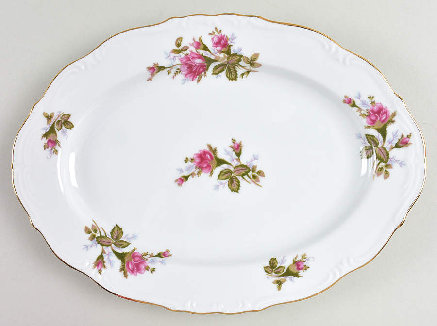 Moss Rose 12" Oval Serving Platter by Empress (Japan)-1