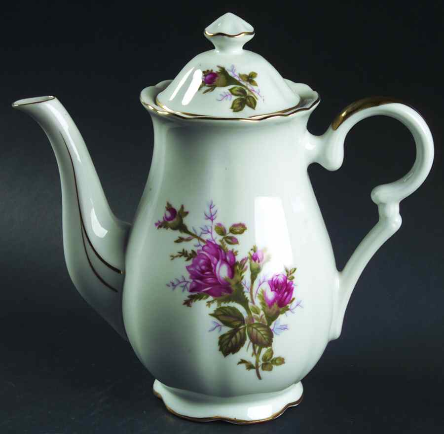 Moss Rose Coffee Pot & Lid by Empress (Japan)-1