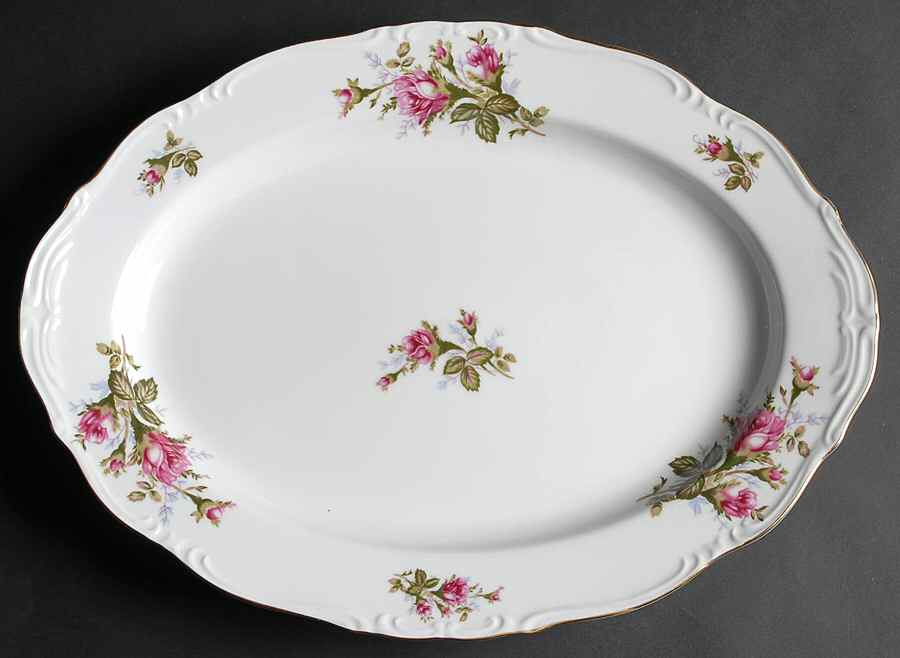 Moss Rose 16" Oval Serving Platter by Empress (Japan)-1