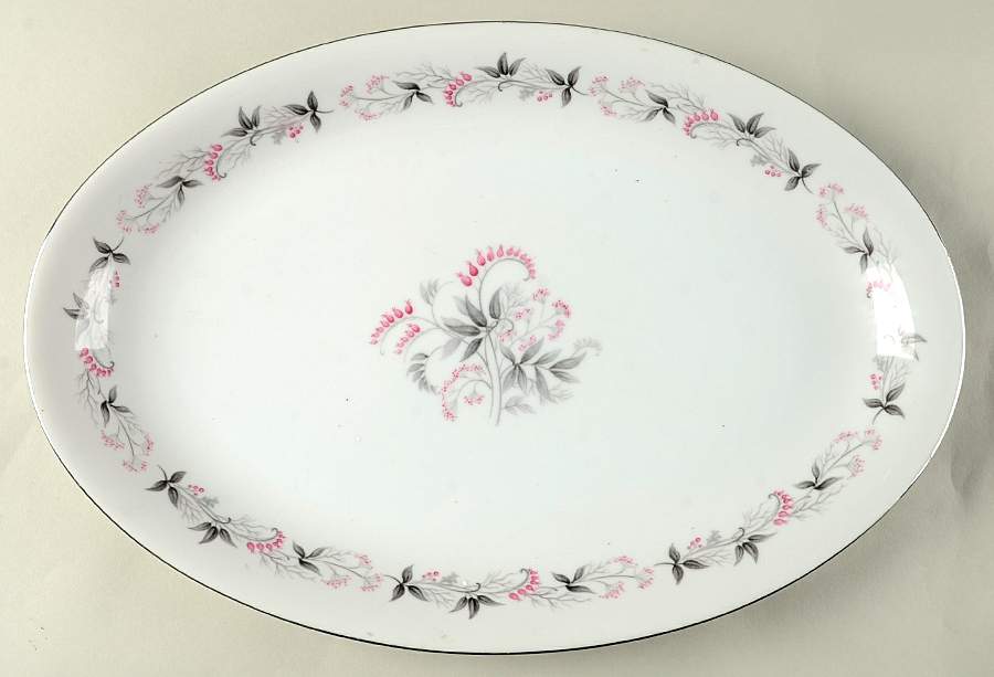 Pink Valley 16" Oval Serving Platter by Empress (Japan)-1