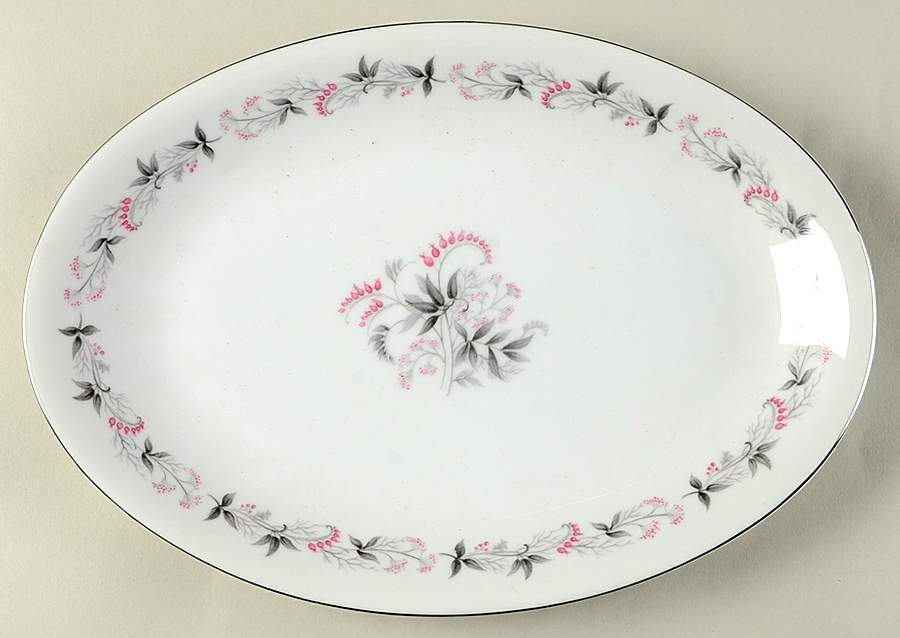 Pink Valley 12" Oval Serving Platter by Empress (Japan)-1