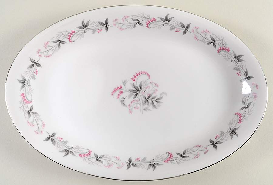 Pink Valley 14" Oval Serving Platter by Empress (Japan)-1