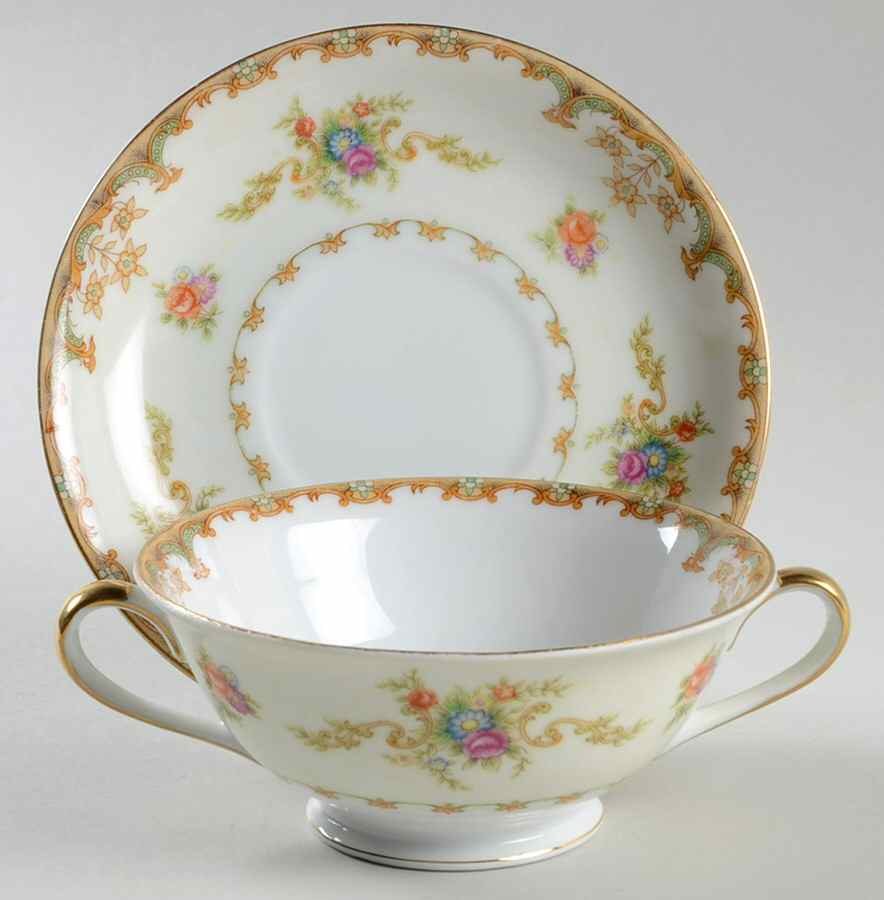 Regent Footed Cream Soup Bowl & Saucer Set by Empress (Japan)-1