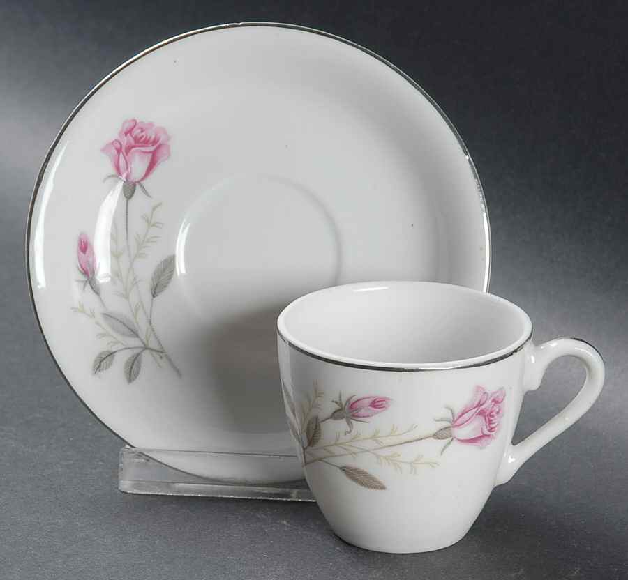 Rosedale Flat Demitasse Cup & Saucer Set by Empress (Japan)-1