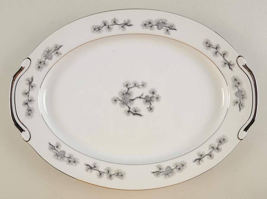 Silver Cone 14" Oval Serving Platter by Empress (Japan)-1