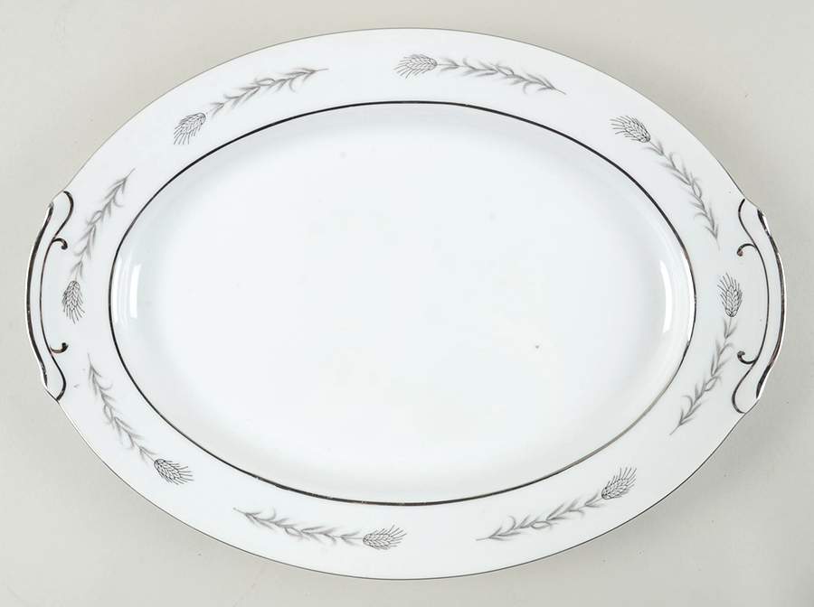 Silver Wheat (1106) 14" Oval Serving Platter by Empress (Japan)-1