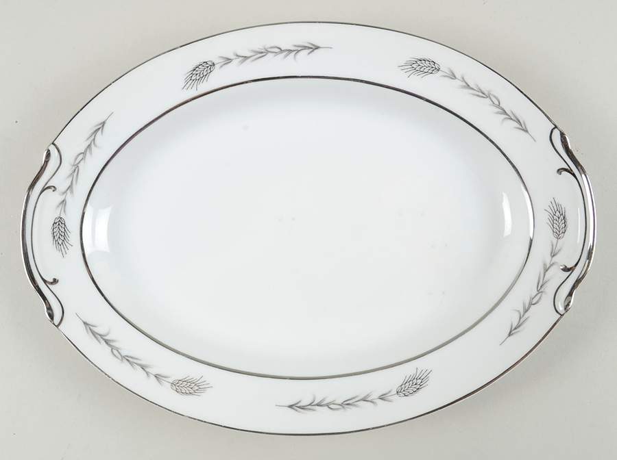 Silver Wheat (1106) 12" Oval Serving Platter by Empress (Japan)-1