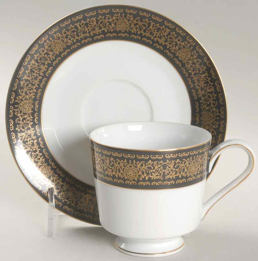 Sterling Footed Cup & Saucer Set by Empress (Japan)-1