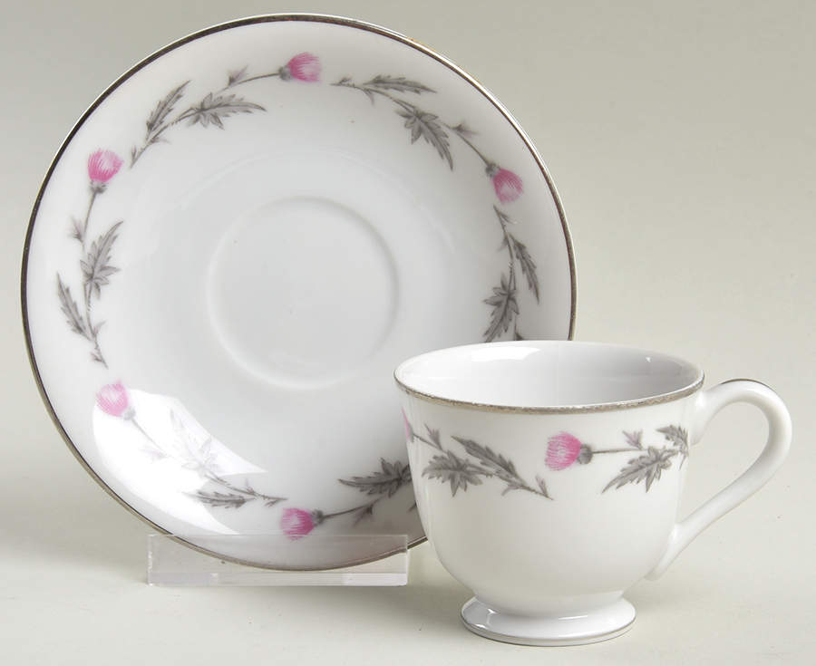 Thistle Footed Demitasse Cup & Saucer Set by Empress (Japan)-1