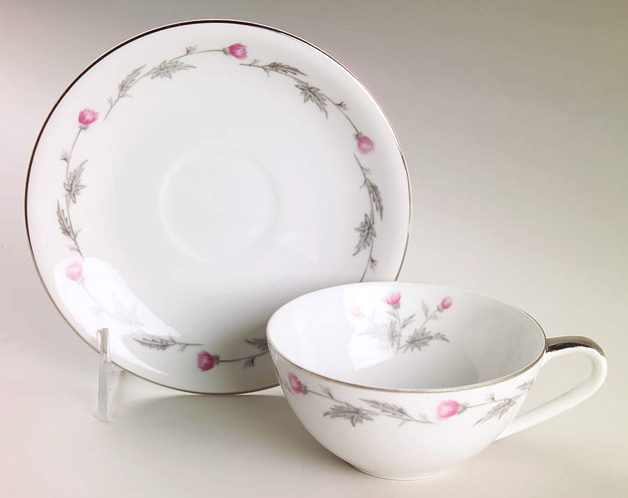 Thistle Flat Cup & Saucer Set by Empress (Japan)-1