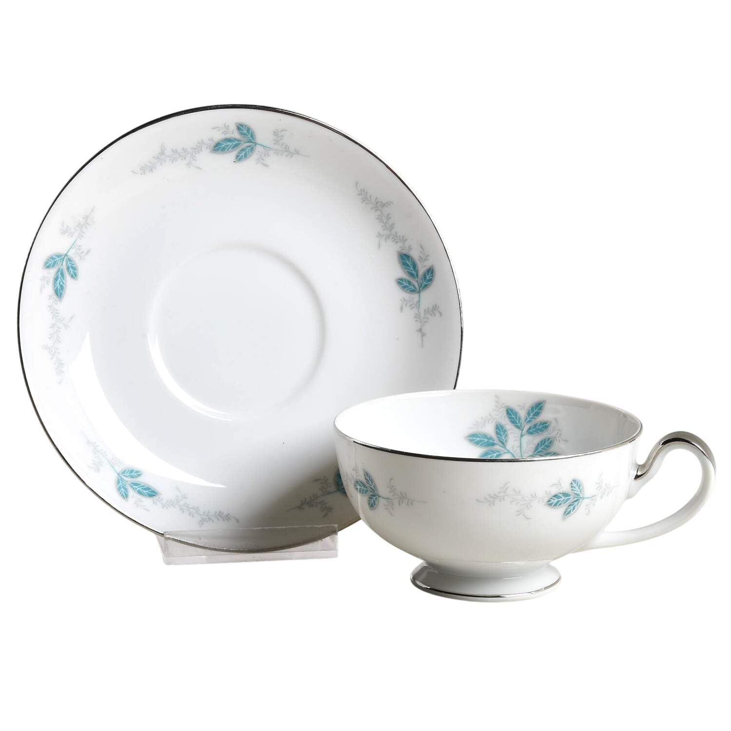 Turquoise Footed Cup & Saucer Set by Empress (Japan)-1