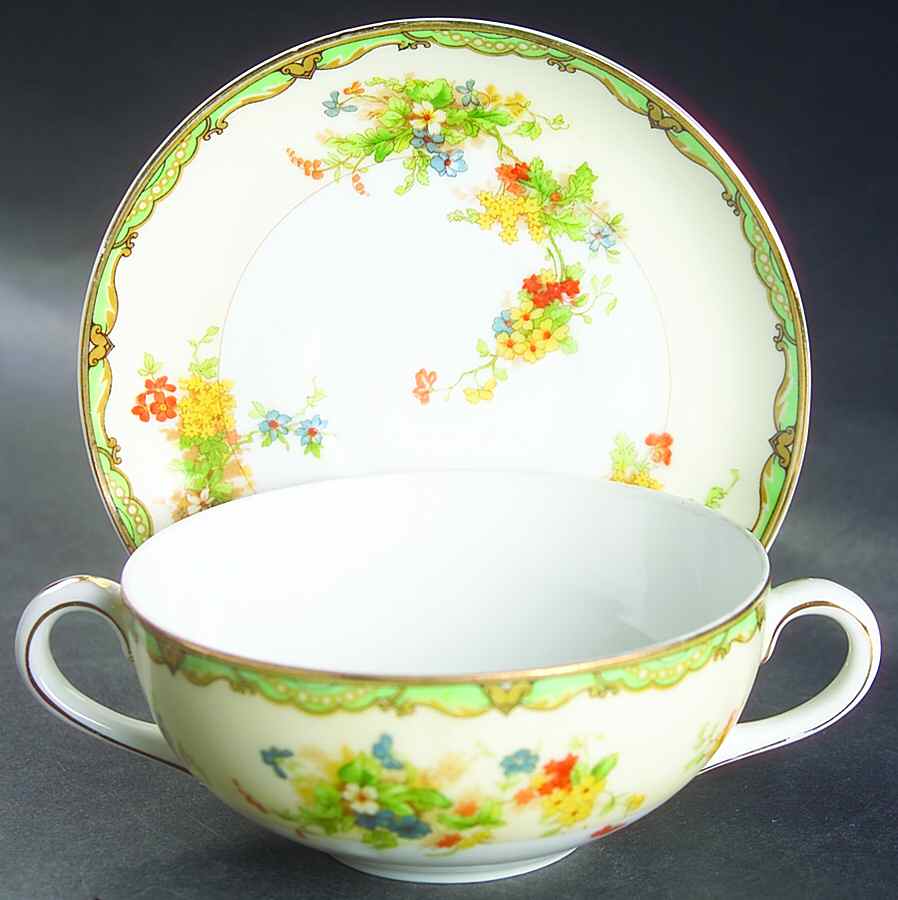 Woodmere Flat Cream Soup Bowl & Saucer Set by Empress (Japan)-1