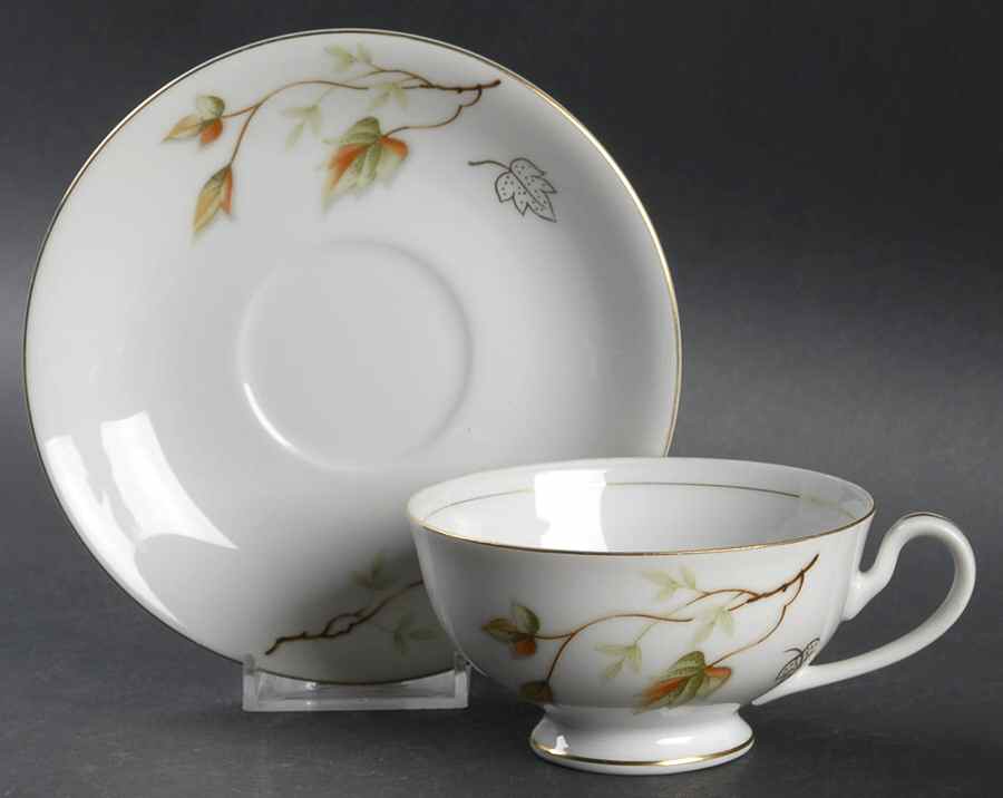 Woodland Footed Cup & Saucer Set by Empress (Japan)-1
