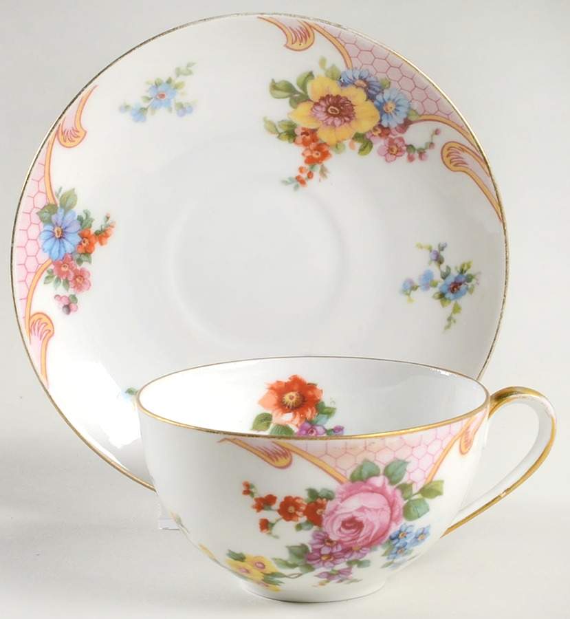 Bridal Rose (White Background) Flat Cup & Saucer Set by Epiag-1