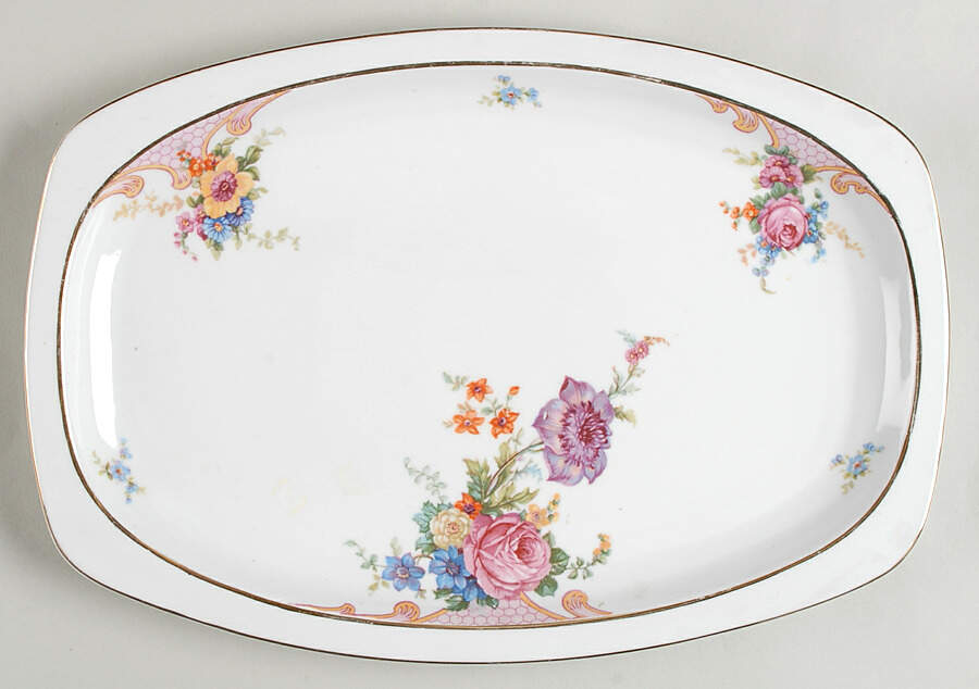 Bridal Rose (White Background) 14" Oval Serving Platter by Epiag-1