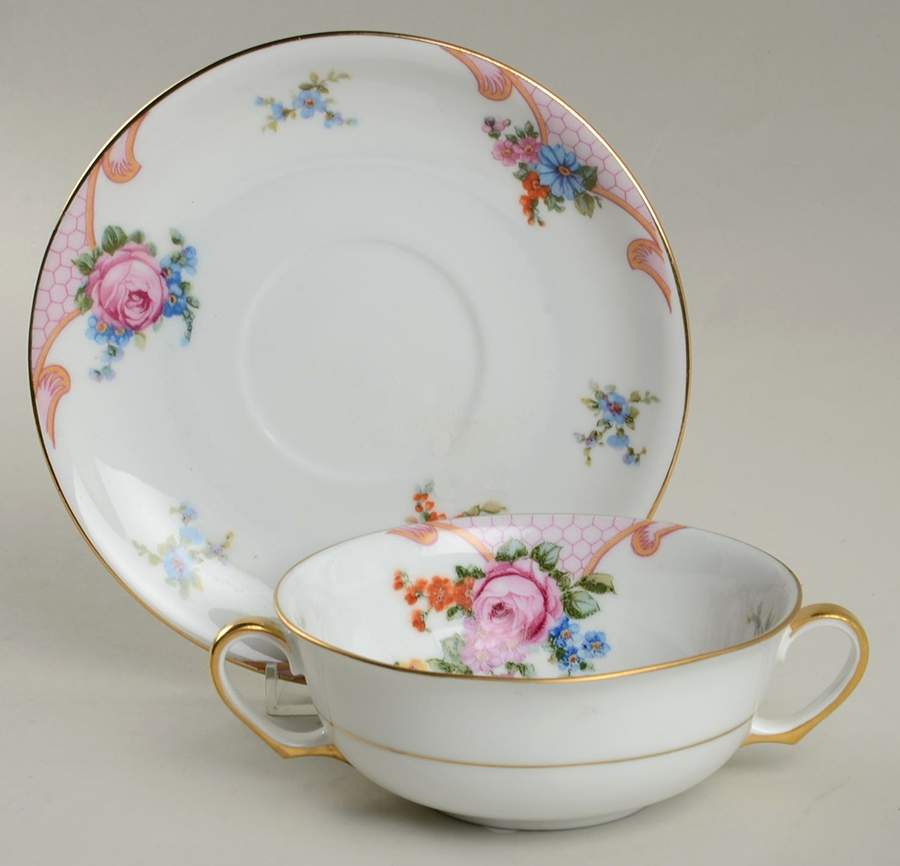 Bridal Rose (White Background) Flat Cream Soup & Saucer Set by Epiag-1