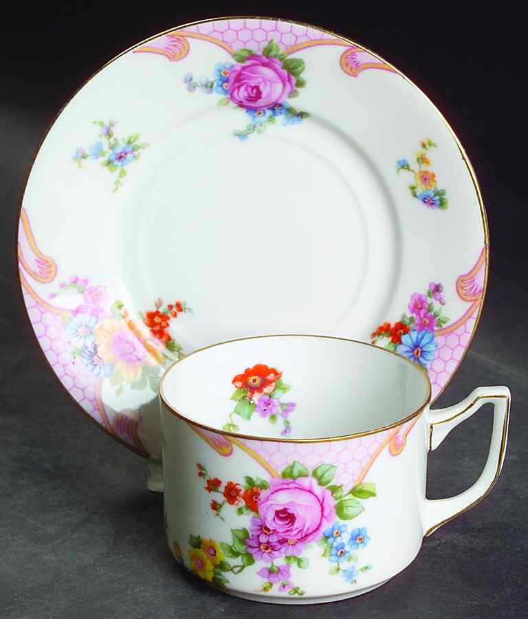 Bridal Rose (White Background) Flat Cup & Saucer Set by Epiag-1