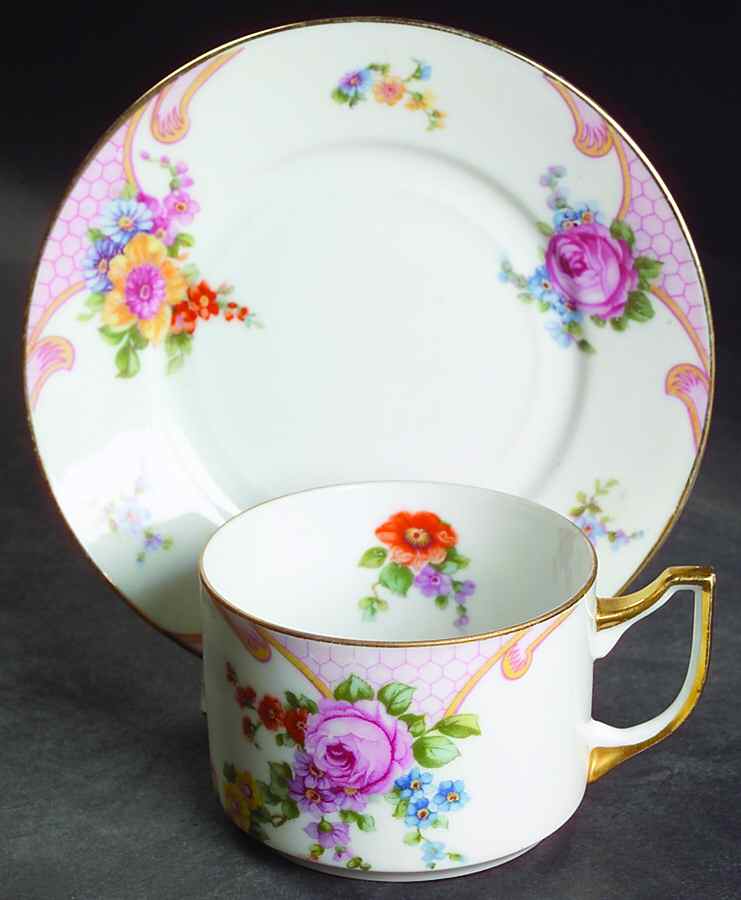 Bridal Rose (White Background) Flat Cup & Saucer Set by Epiag-1