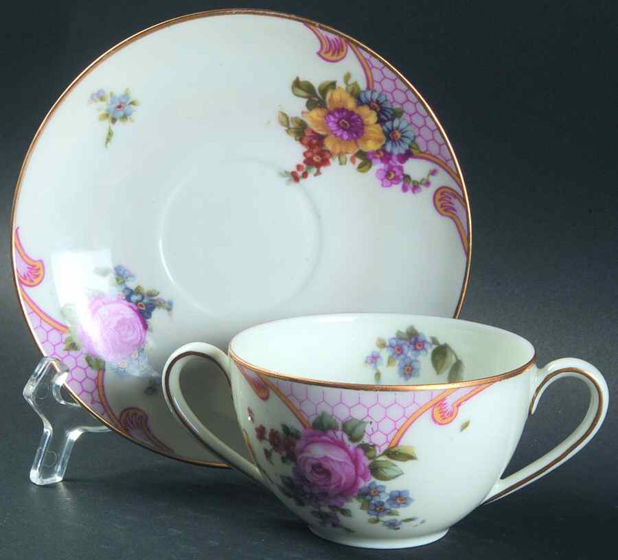 Bridal Rose (White Background) Flat Bouillon Cup & Saucer by Epiag-1