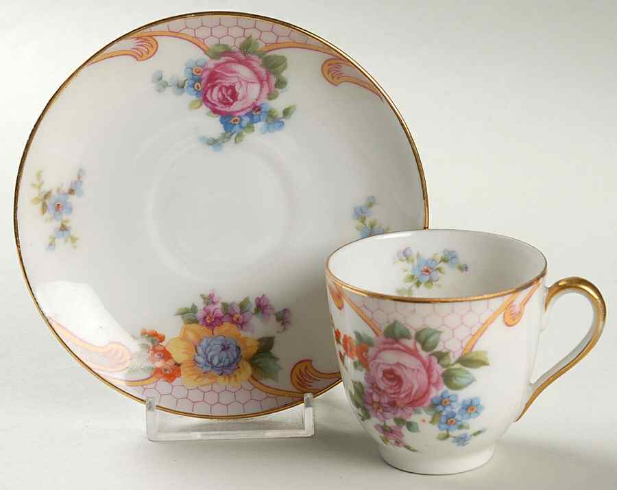 Bridal Rose (White Background) Flat Demitasse Cup & Saucer Set by Epiag-1