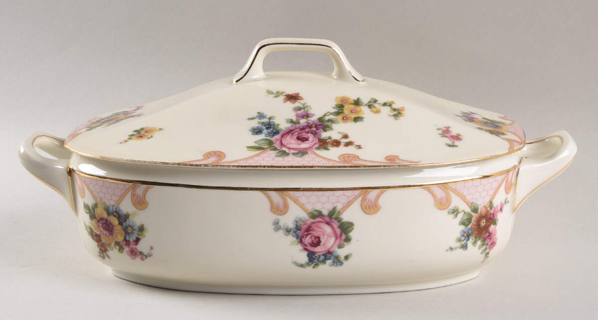Bridal Rose (Cream Background) Oval Covered Vegetable by Epiag-1
