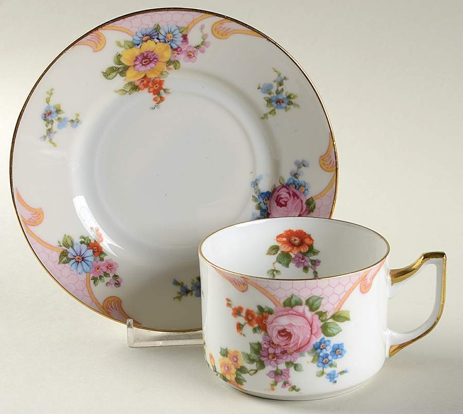 Bridal Rose (Cream Background) Flat Cup & Saucer Set by Epiag-1