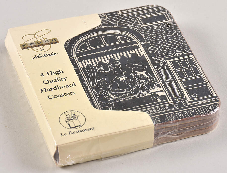 Le Restaurant (4 Pc) Cork Back Square Coaster Set by Epoch-1