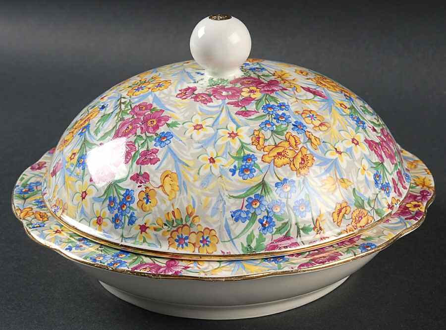 Sussex Cheery Chintz Muffin Dish & Lid by Eberling & Reuss-1