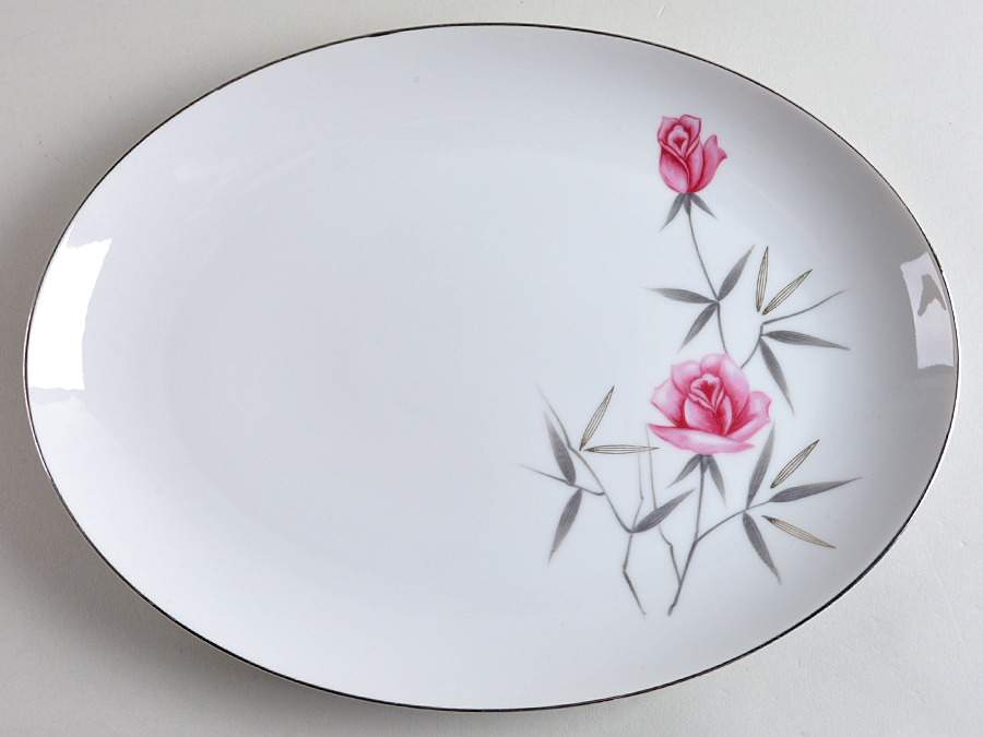 Victoria Rose 12" Oval Serving Platter by Empress (Japan)-1