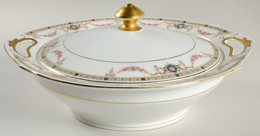 EAM21(WHITE RIM) Round Covered Vegetable by E & A Muller-1