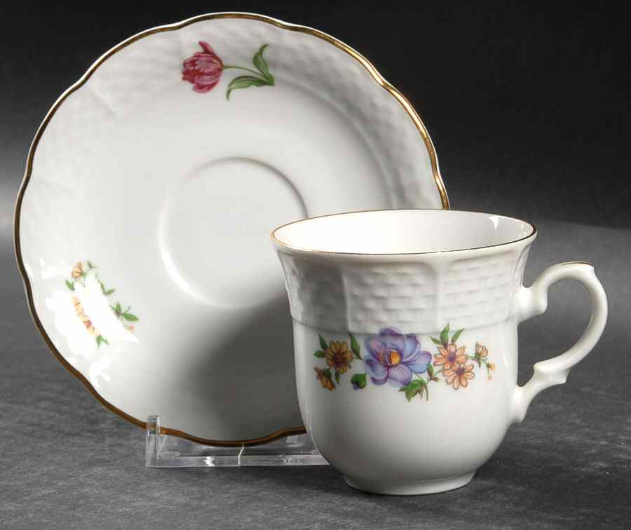 Bouquet Flat Demitasse Cup & Saucer Set by Europa-1