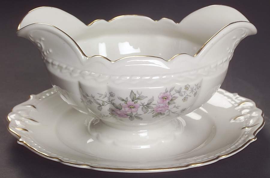 EMB54 Gravy Boat with Attached Underplate by Embassy (American)-1