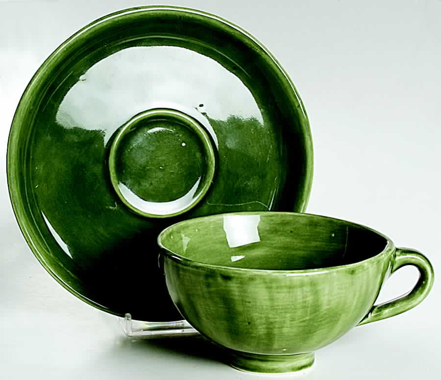 Heritage Green Footed Cup & Saucer Set by Everyware-1