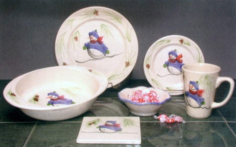 Snowman Dinner Plate by Emerson Creek Pottery-1