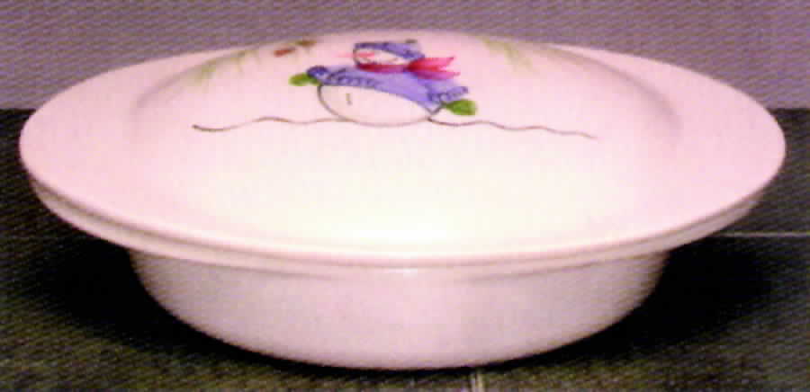 Snowman 2 Qt Round Covered Casserole by Emerson Creek Pottery-1