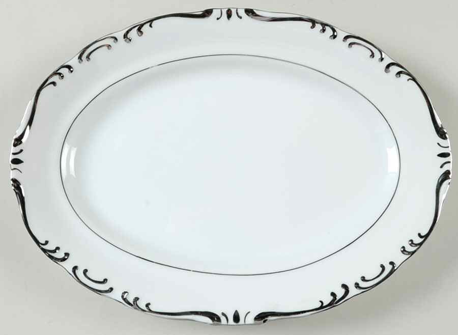 Regent Platinum 12" Oval Serving Platter by Empress (Japan)-1