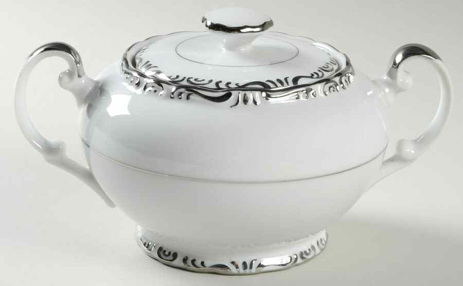 Regent Platinum Sugar Bowl & Lid by Empress (Japan)-1