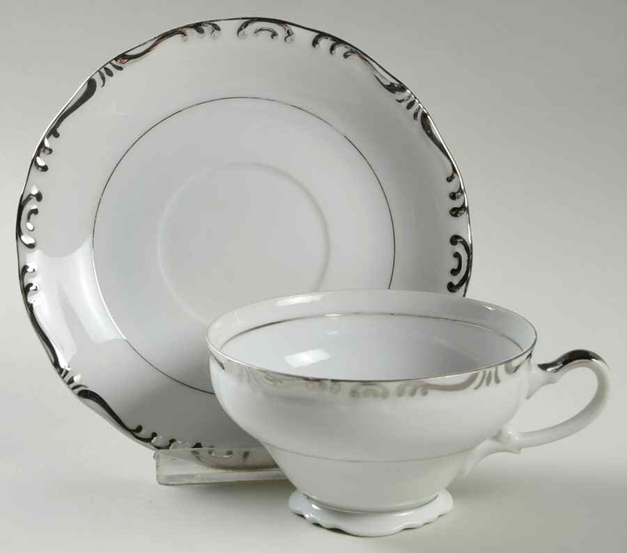 Regent Platinum Footed Cup & Saucer Set by Empress (Japan)-1