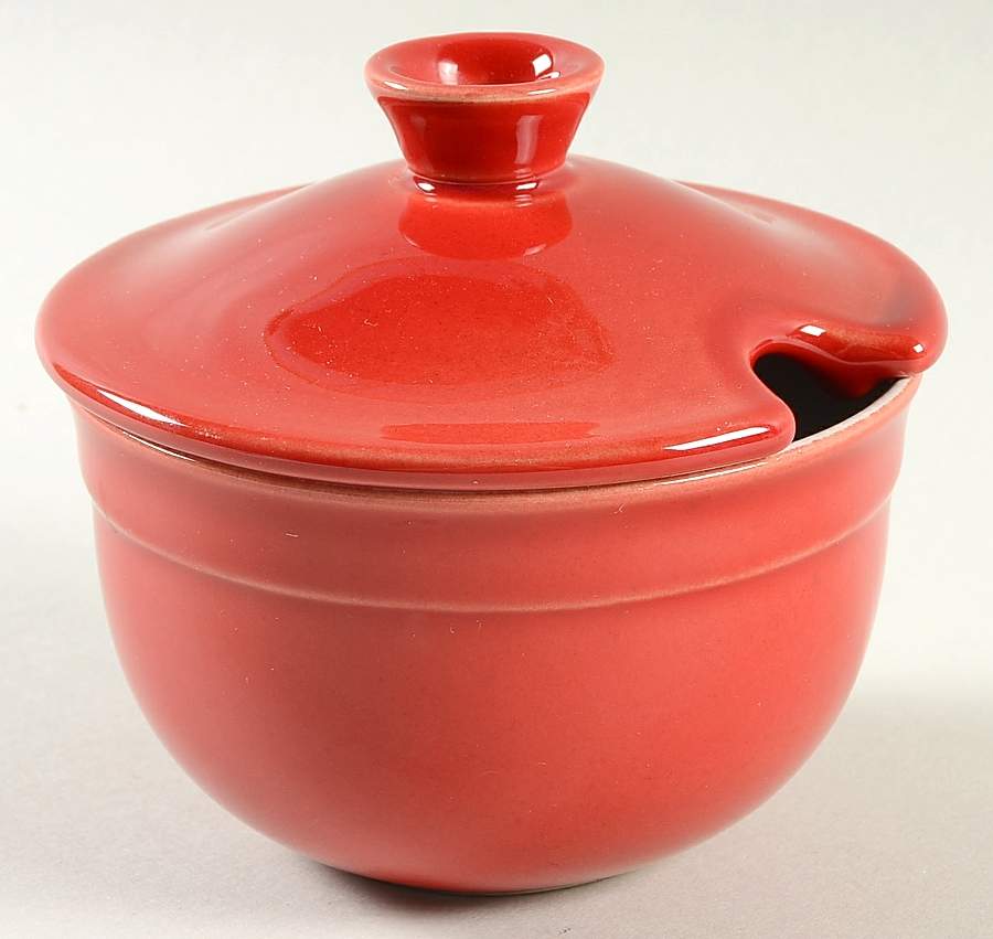 Cerise (Provencale Red) Sugar Bowl & Lid by Emile Henry-1